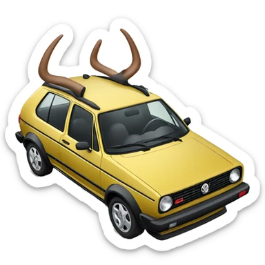 Volkswagen Golf with long horns on the hood sticker