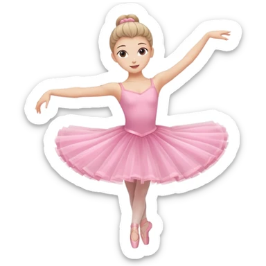 A graceful ballerina in a pink tutu, spinning lightly with arms curved elegantly with her legs
 sticker