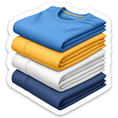 Three T-shirts are folded in a stack sticker