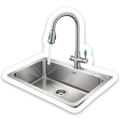 “Flat icon-style emoji of a kitchen sink and faucet, light gray and blue colors, simple clean vector look” sticker