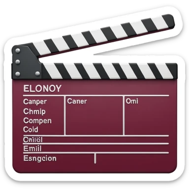 clapper board, burgundy color, highly detailed emoji style sticker