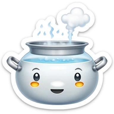 pot with boiling water and steam rising sticker