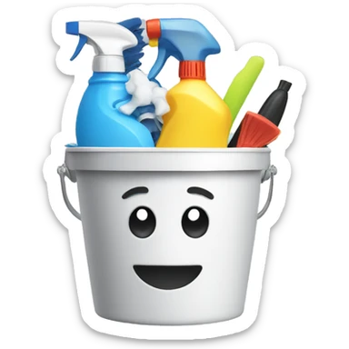 Cleaning supplies in a bucket sticker