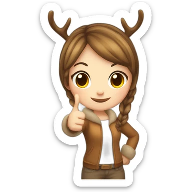 chibi-deer-antlers girl thumbs-up sticker