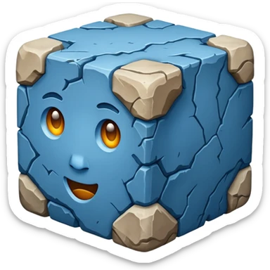 american-blue-intricate-stone-age-rocky-crusted-cube-shaped sticker