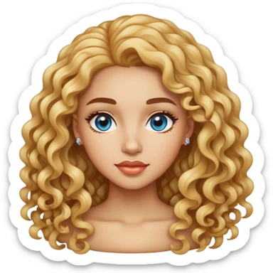 Light skinned girl with diamond face shape that isn’t long. She has long curly hair sticker