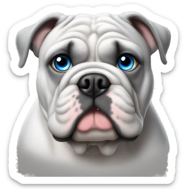 Grey english bulldog with blue eyes sticker