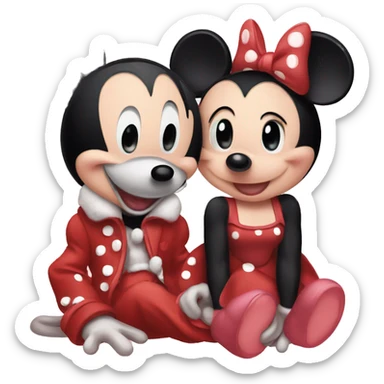 Cute micky mouse and minnie sticker