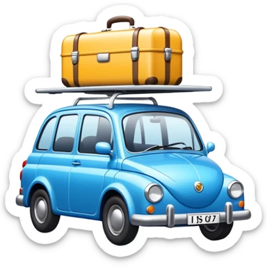 Road trip car with roof luggage rack sticker