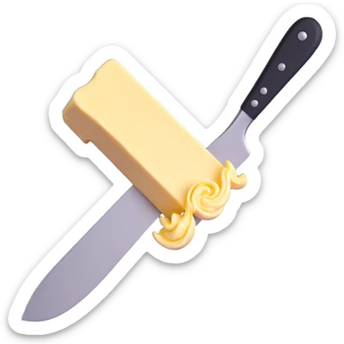 butter curl, curled on a silver knife sticker