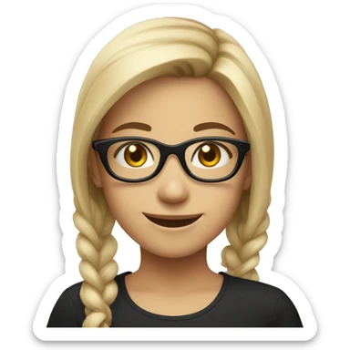 smiling girl in black shirt glasses sticker