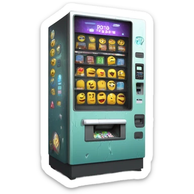 sci-fi concept vending machine, damaged, sentient sticker