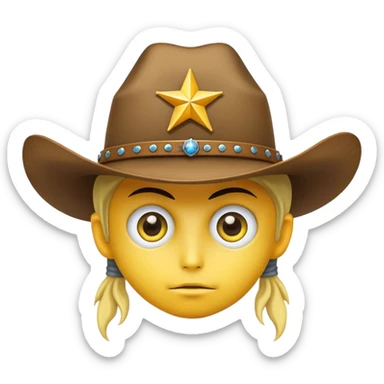 star with eyes and a cowboy hat sticker