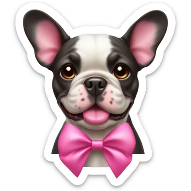 French bull dog with pinkbow sticker