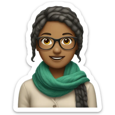 Girl wearing a scarf with smile and glasses sticker