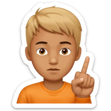 Ein Junge der Mittelfinger zeigt sticker