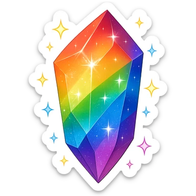 gay pride emoji, rainbow crystal, sparkling and colorful, no background sticker