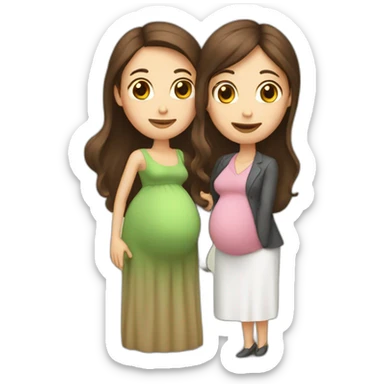 Long brown hair lady with her pregnant teacher wife sticker