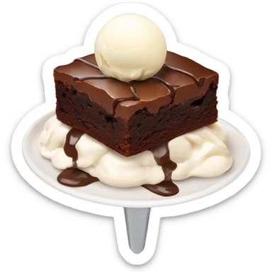 Brownie with vanilla icecream on top sticker