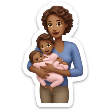 White mom holding triplets sticker