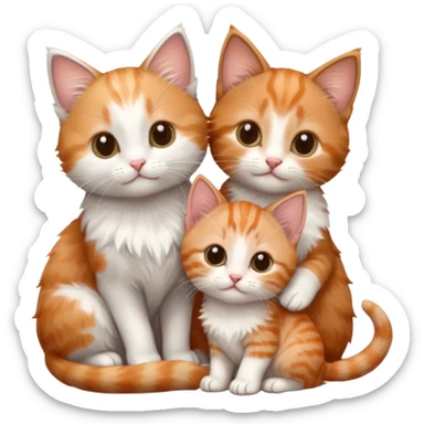 6 tiny kittens cuddling together all different colours, the first one is grey and white, the second is ginger and white and the third is brown tabby and white sticker