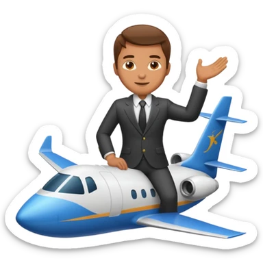 Suit man riding a jet plane sticker