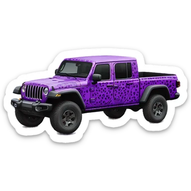 Realistic purple leopard print pattern Jeep Gladiator truck. sticker