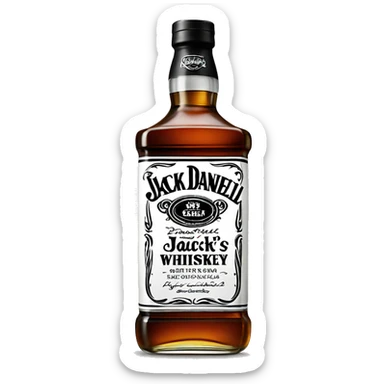 Realistic bottle of Jack Daniel's Whiskey isolated.  sticker