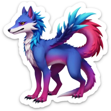 Exotic colorful badass elegant wild beautiful natural cute badass epic anthro modern furry sergal-vernid-creature, full body, colors-gradient pretty hair, aesthetic, art by LiLaiRa, art by art by Falvie sticker