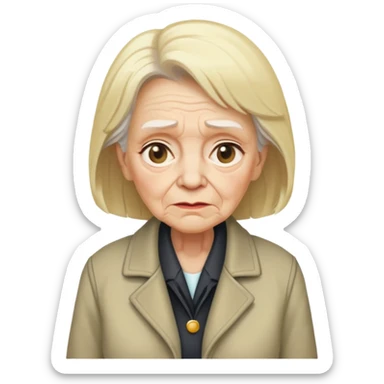 mean Karen, old yelling lady with blonde hair and a jacket sticker