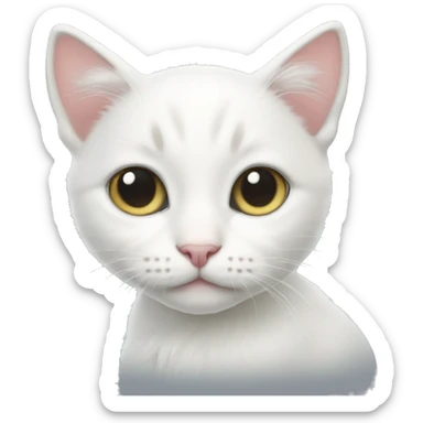 Pastel white kitten sticker