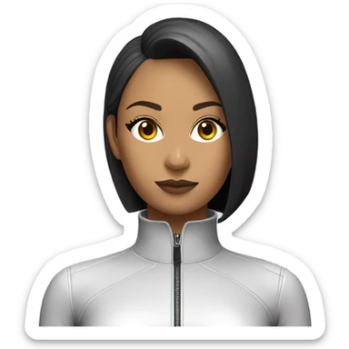 female latex jacket front view sticker