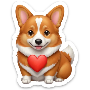 A corgi with a heart next to him sticker
