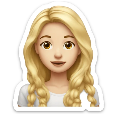 blonde long hair cute girl with hazel eyes with freckles sticker