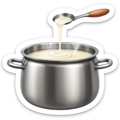 stainless steel pot with boiling water and glutonous rice flour balls sticker