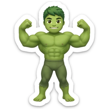 kid hulk flexing arms full body long pants and smiling sticker