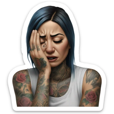 Hyper Realistic Beautiful tattooed woman crying don't go sticker