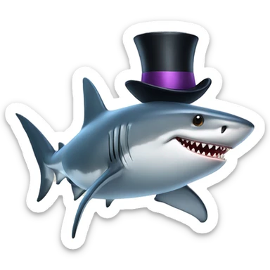 Shark with a top hat sticker