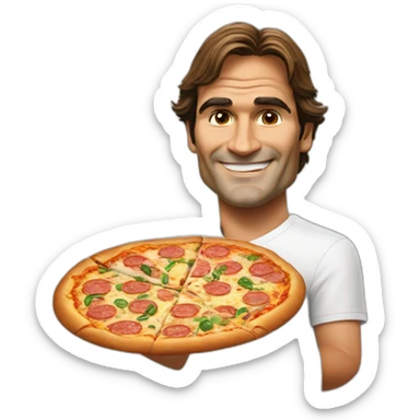 Roger federer with pizza sticker