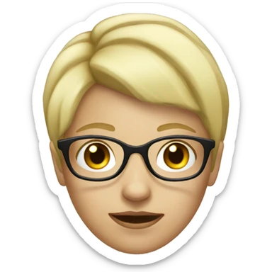 blonde girl with short hair in glasses sticker
