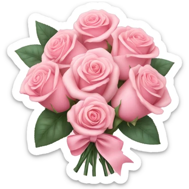 Pastel Pink roses bouquet with bow sticker