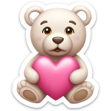 pink heart with a teddy sticker