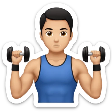 Man from backside with black hair gym back and hands holding something on both sides sticker