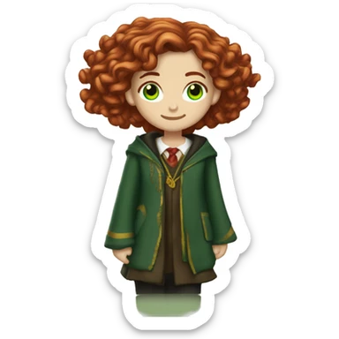 1 Hermione granger with red hair green eyes and her hupplepuf wizard clothese sticker