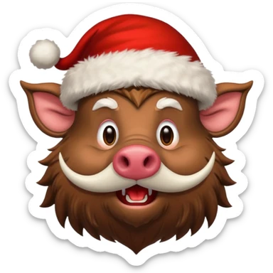 Santa Claus as a wild boar sticker
