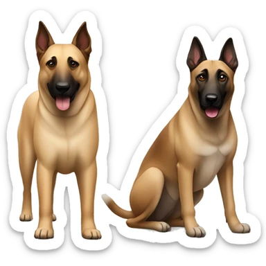Walking two dogs. Belgian malinois and Anatolian shepherd sticker