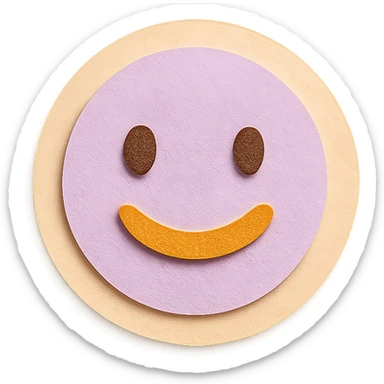 soft pastel soft circle frame with subtle shadow with a smiling face accent sticker