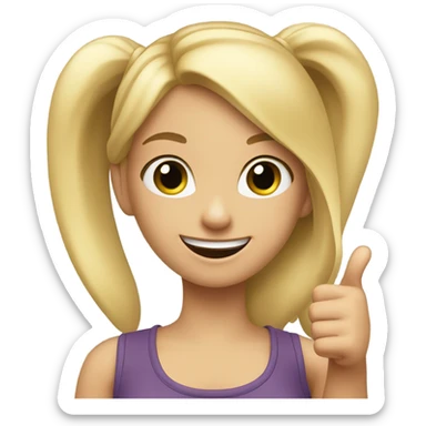 a girl with blonde ponytail thumbs up   sticker