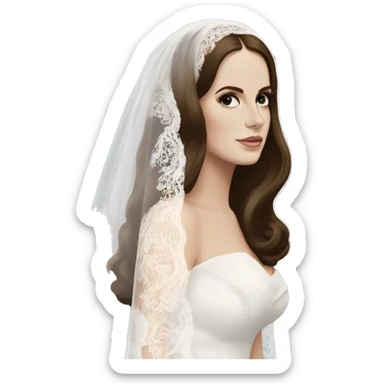 Lana Del Rey wearing a white lace veil sticker