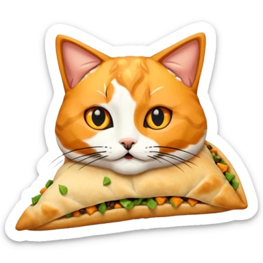 calico cat eating samosa sticker